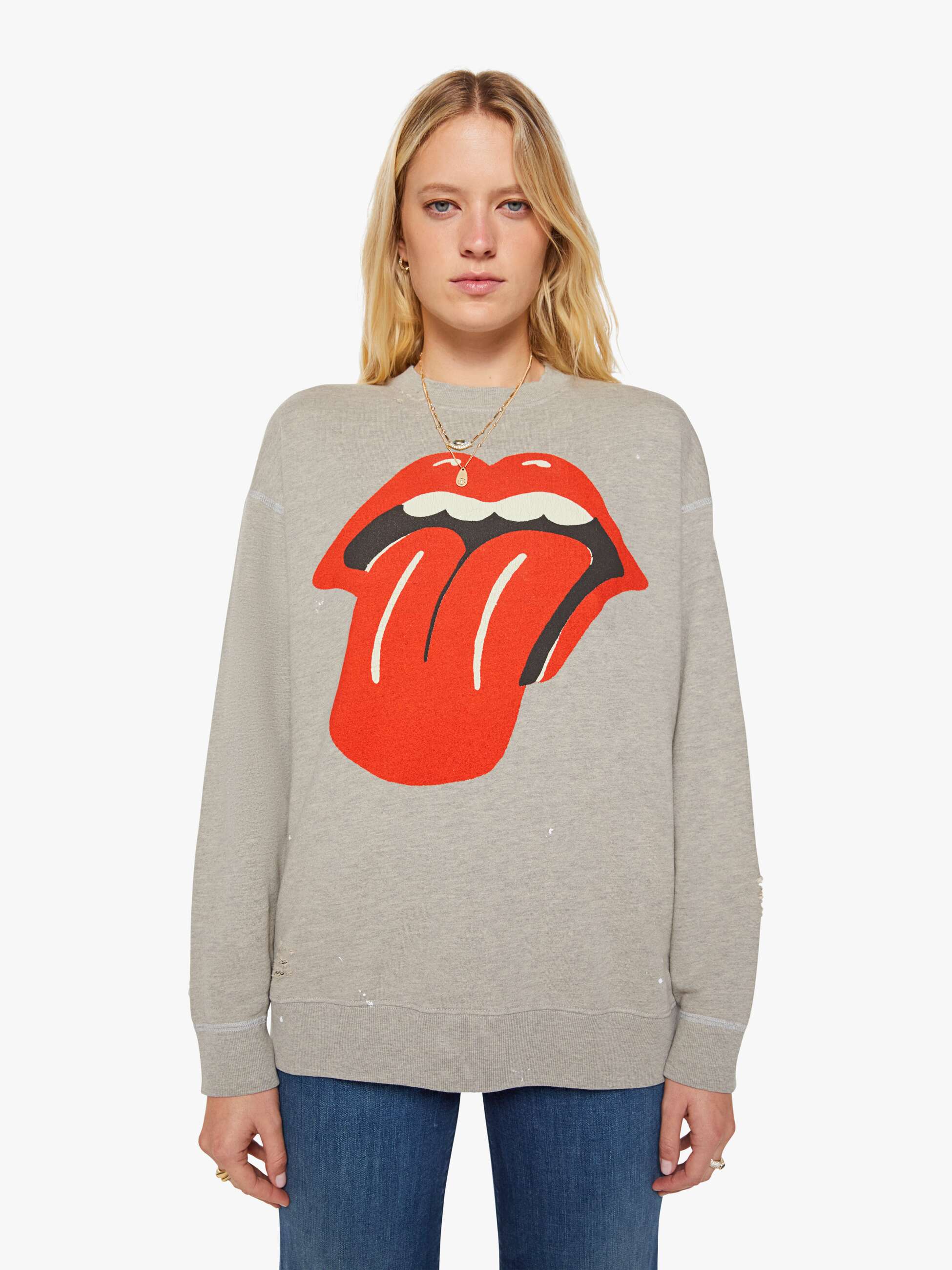 Brands Mother Denim MadeWorn Rolling Stones Destroyed Sweatshirt