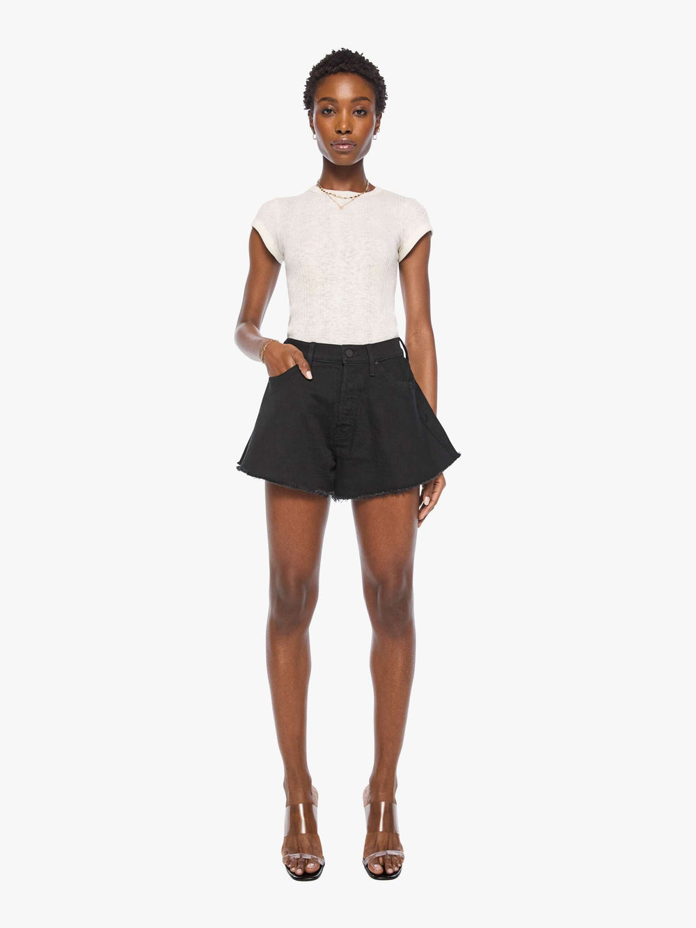 Women Mother Denim The Flutter Short Fray