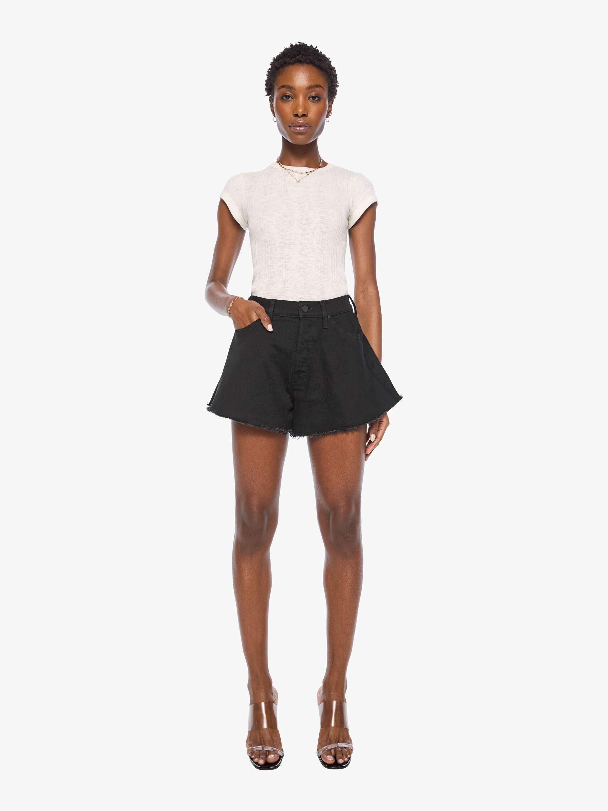 Women Mother Denim The Flutter Short Fray