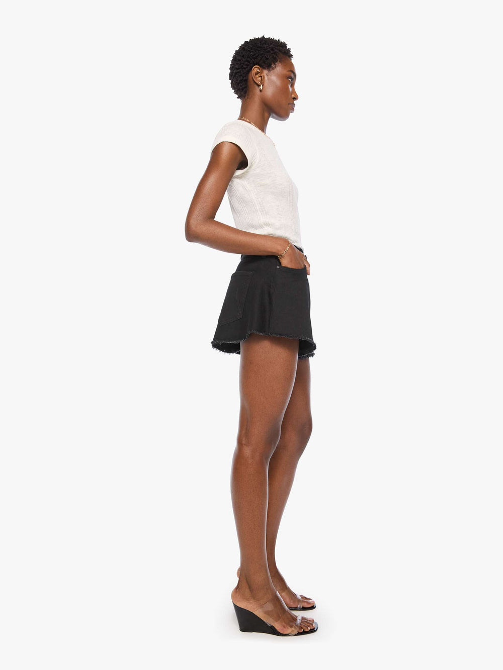 Women Mother Denim The Flutter Short Fray