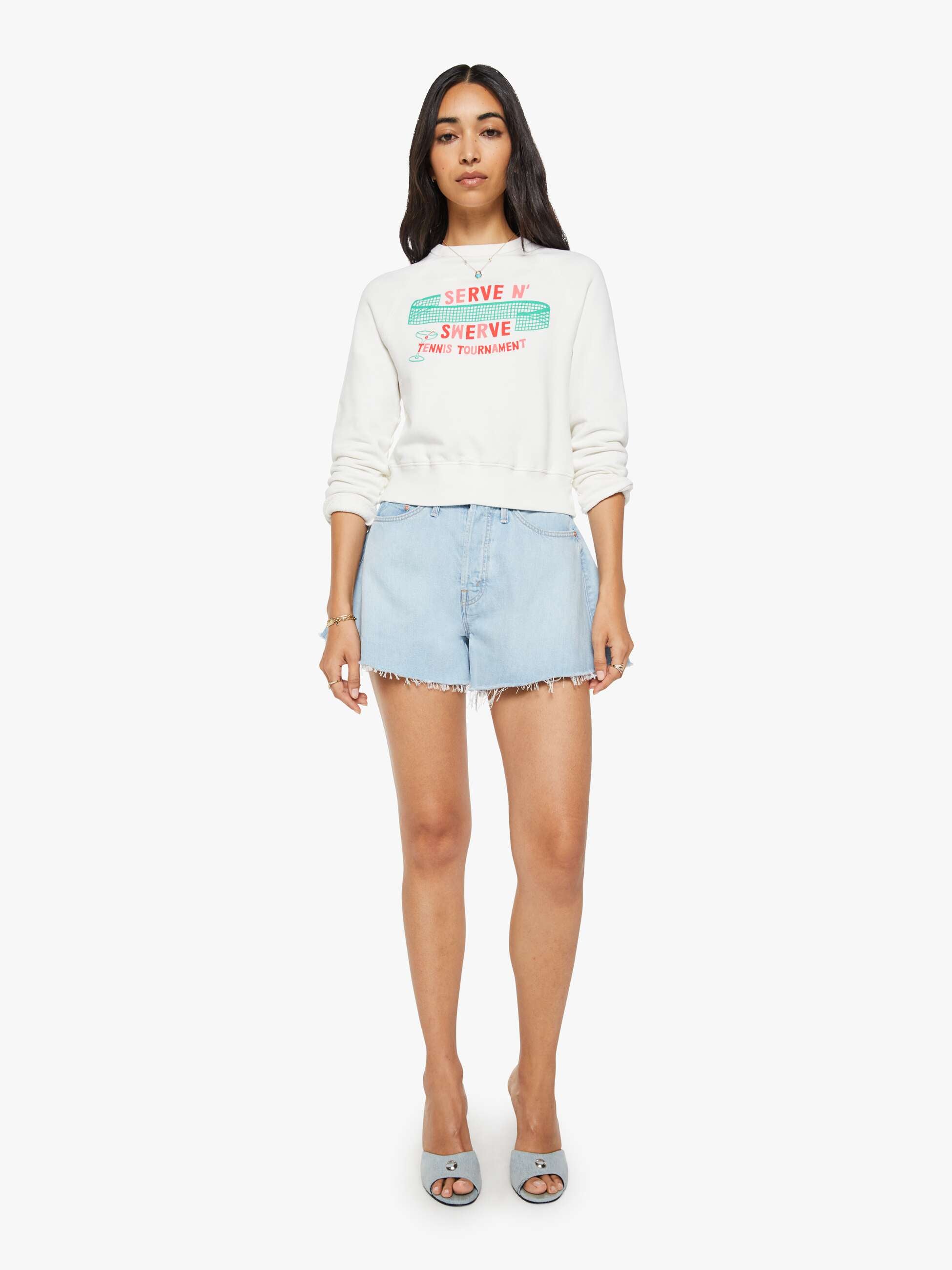 Women Mother Denim The Flutter Short Fray