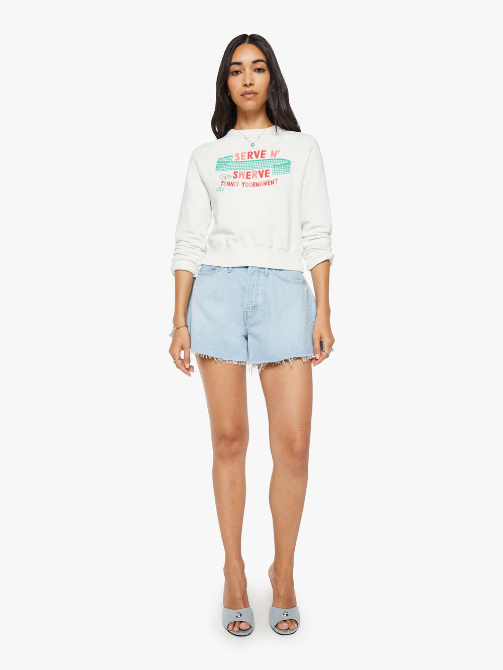 Women Mother Denim The Flutter Short Fray