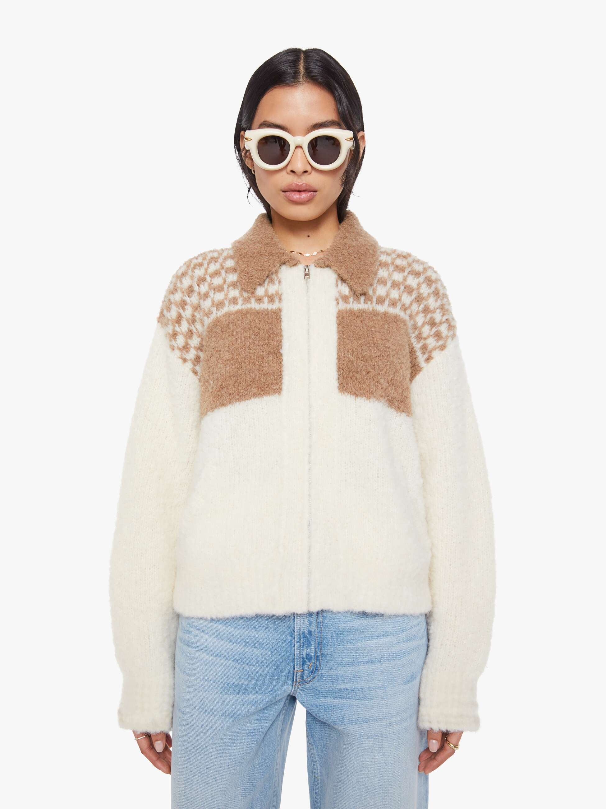 Women Mother Denim The Zip Raquette Cardigan