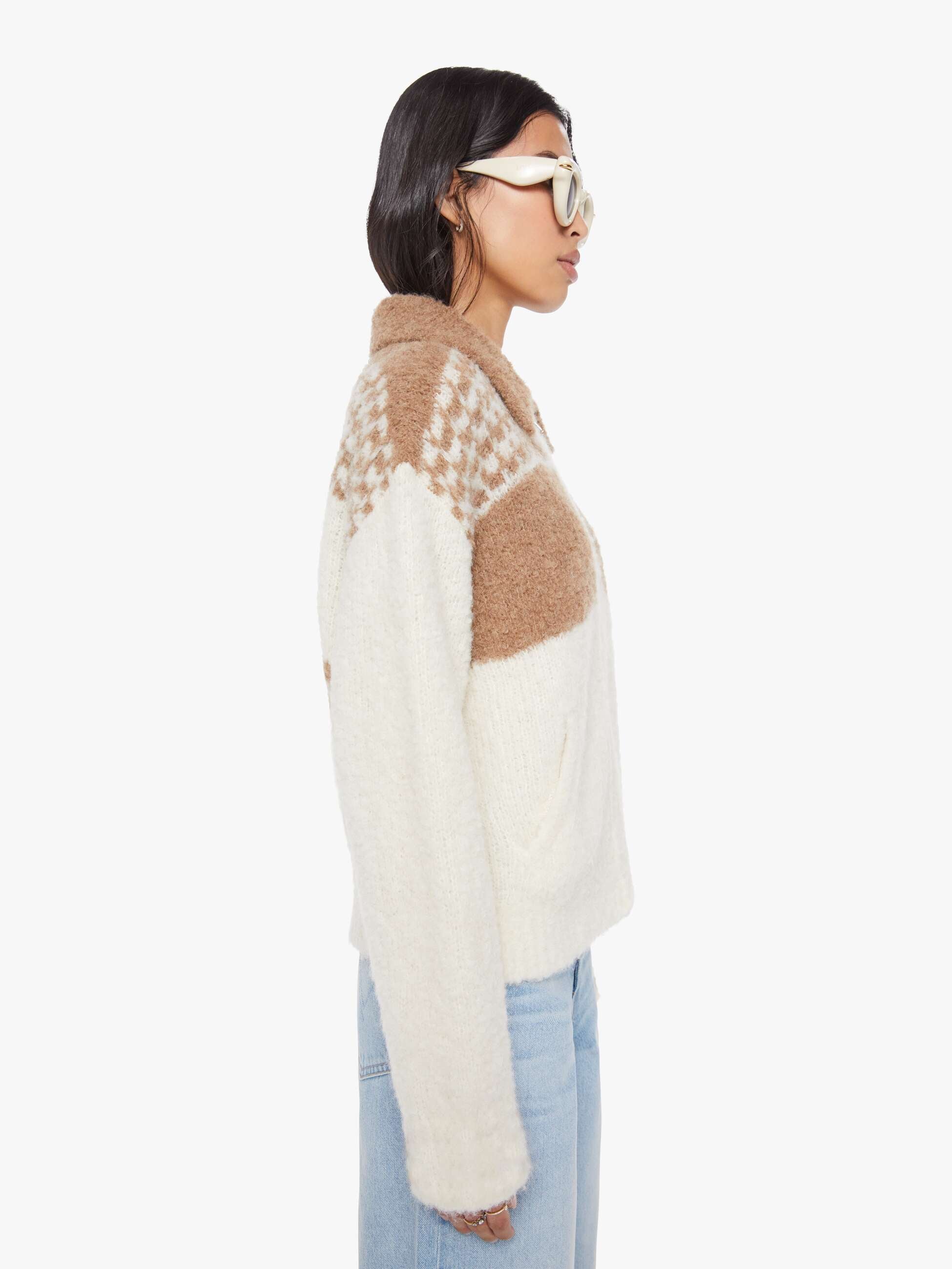 Women Mother Denim The Zip Raquette Cardigan