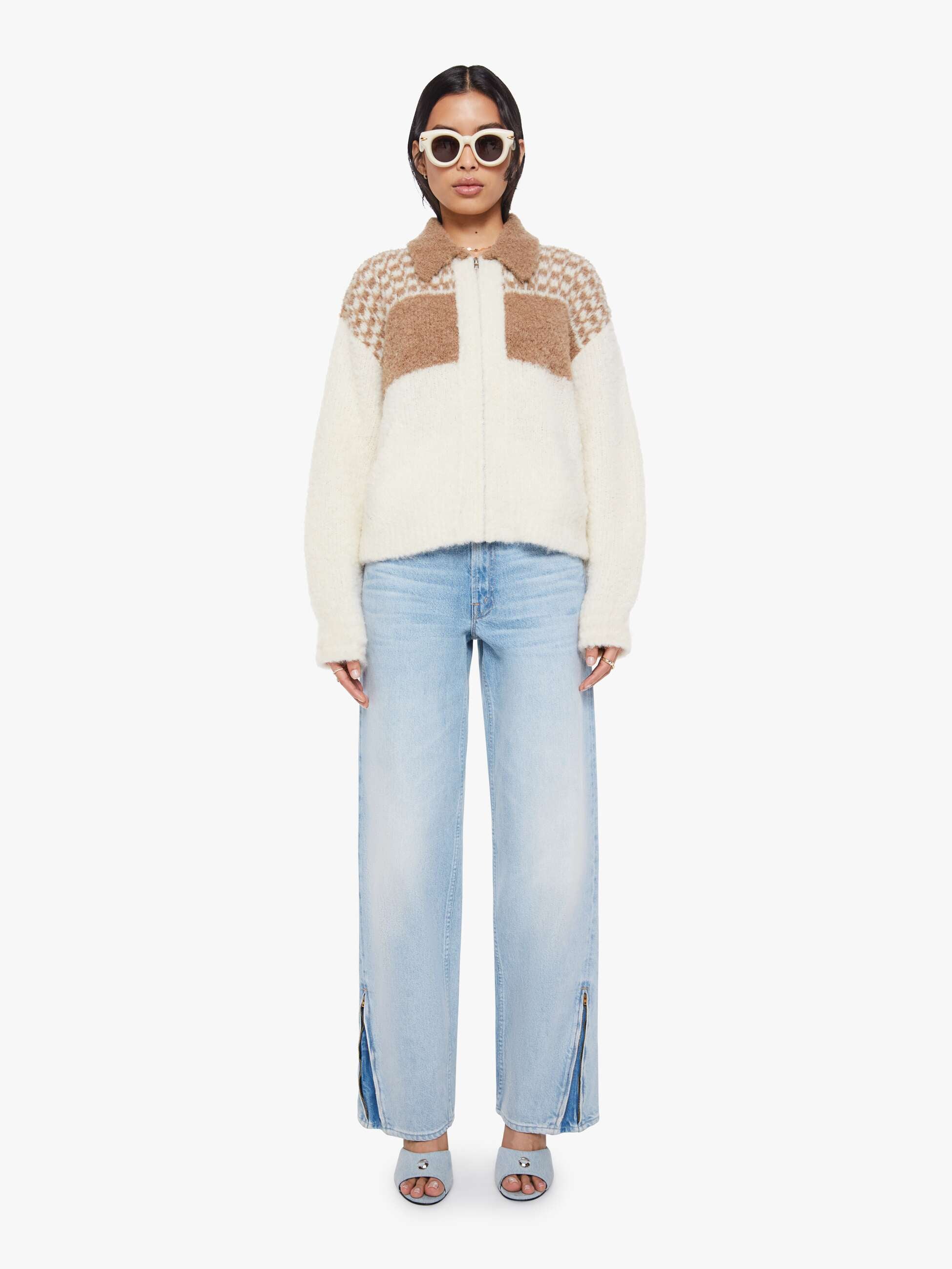 Women Mother Denim The Zip Raquette Cardigan