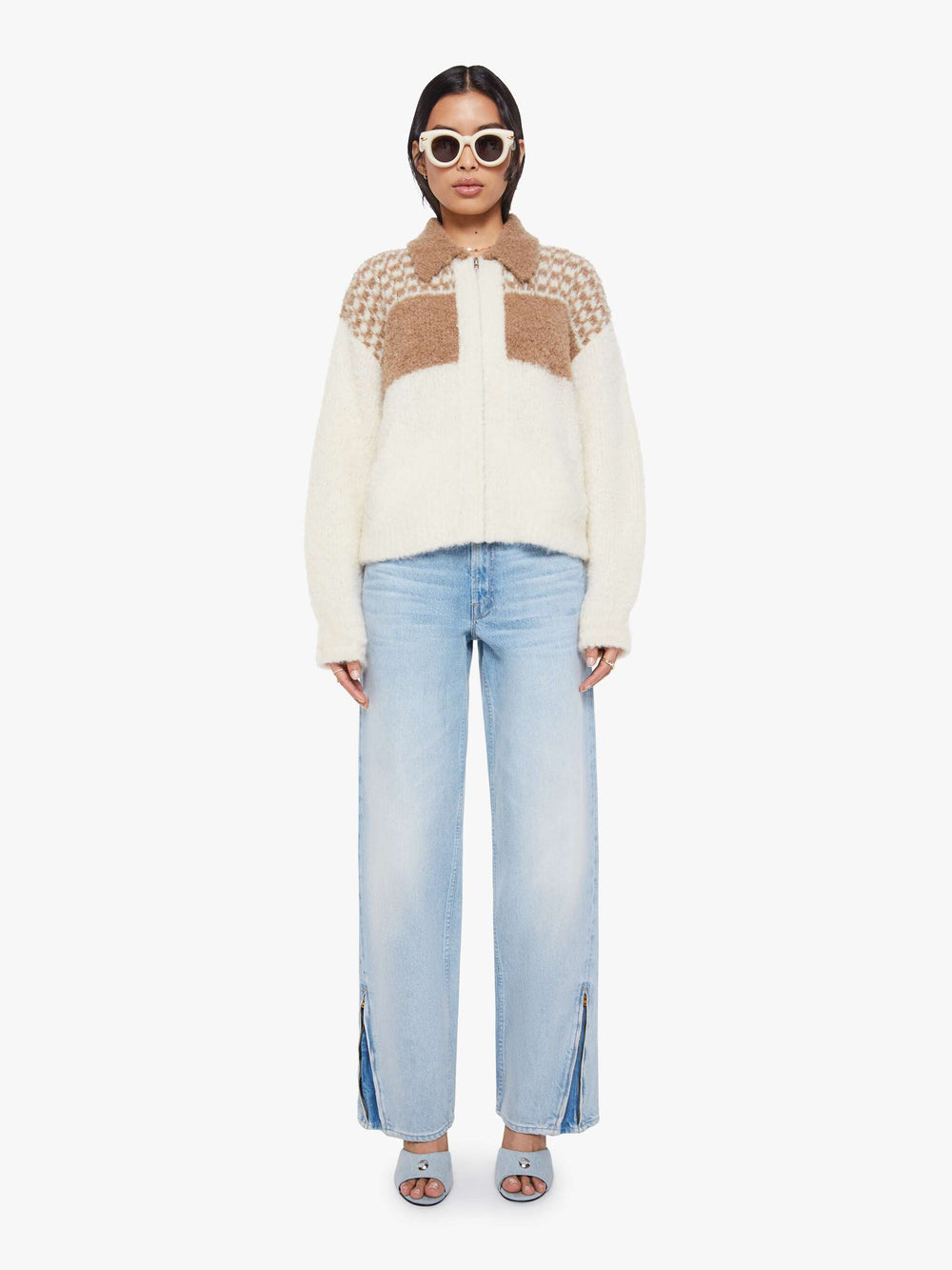 Women Mother Denim The Zip Raquette Cardigan