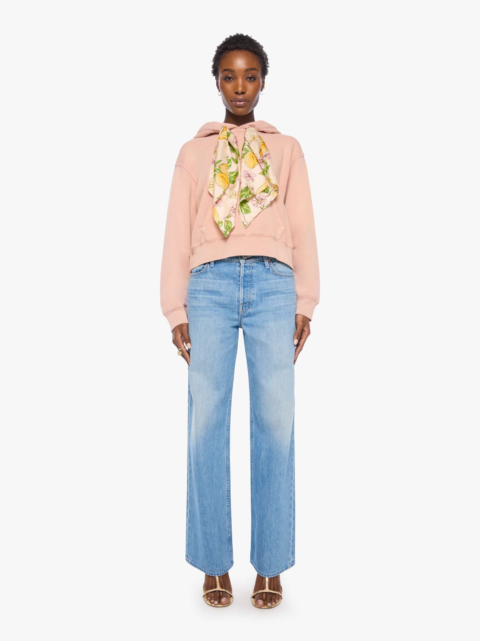 Women Mother Denim The Shrunken Boxy Cravat Hoodie