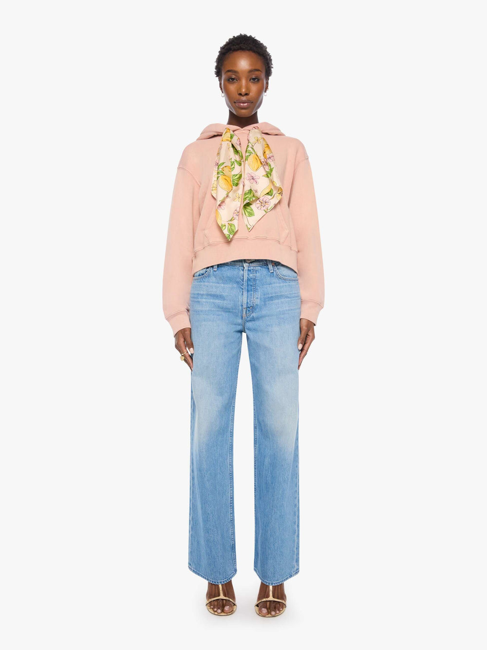 Women Mother Denim The Shrunken Boxy Cravat Hoodie