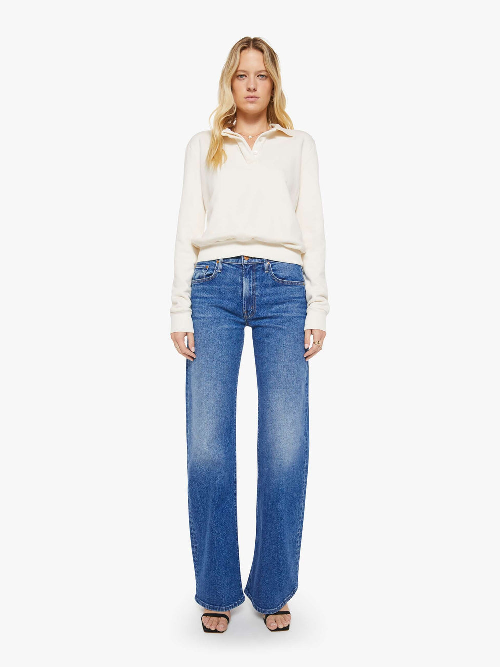 Women Mother Denim SPRWMN Polo Sweatshirt