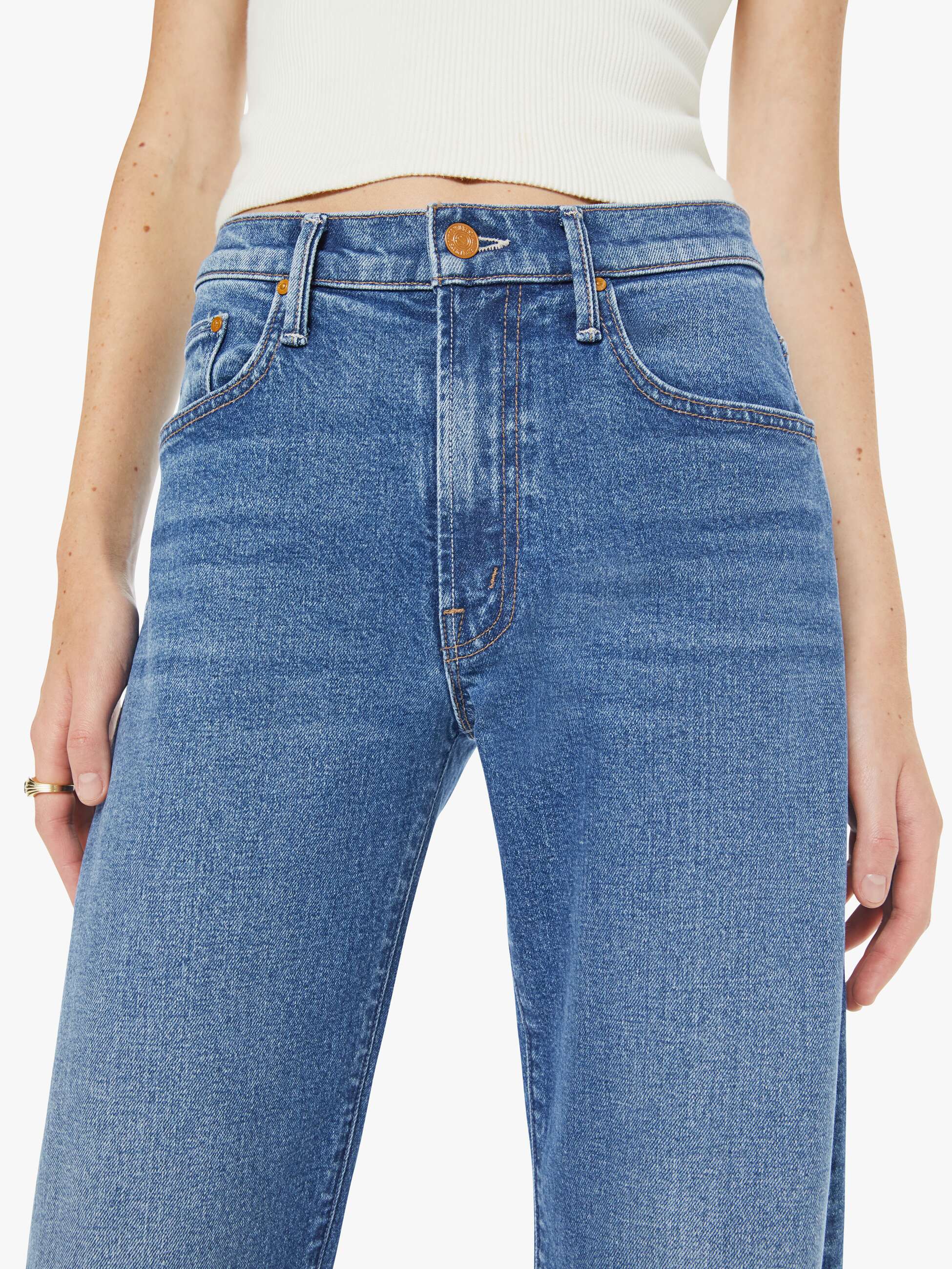 Women Mother Denim Eterne Cropped V-Neck Sweatshirt