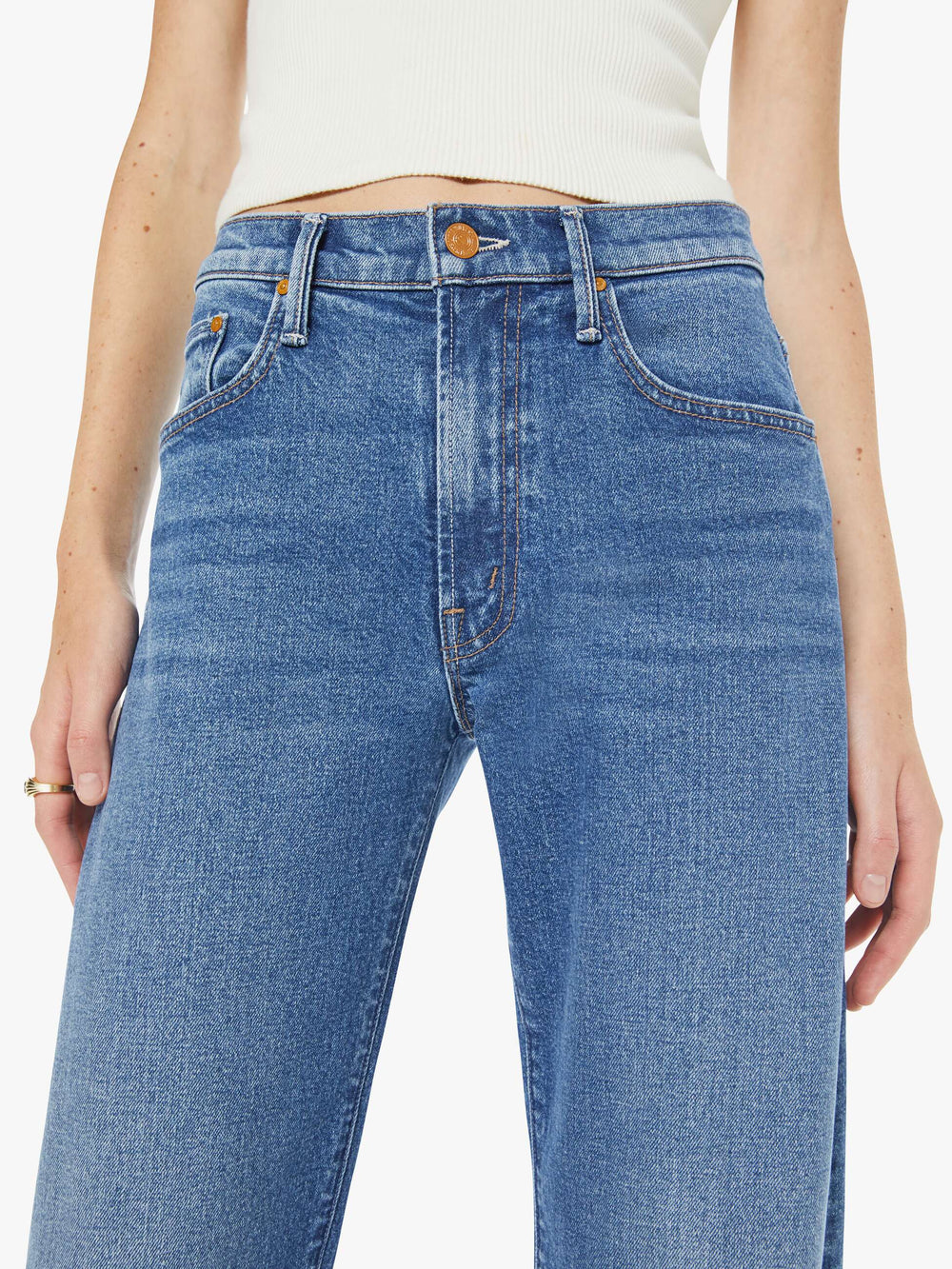 Women Mother Denim Eterne Cropped V-Neck Sweatshirt