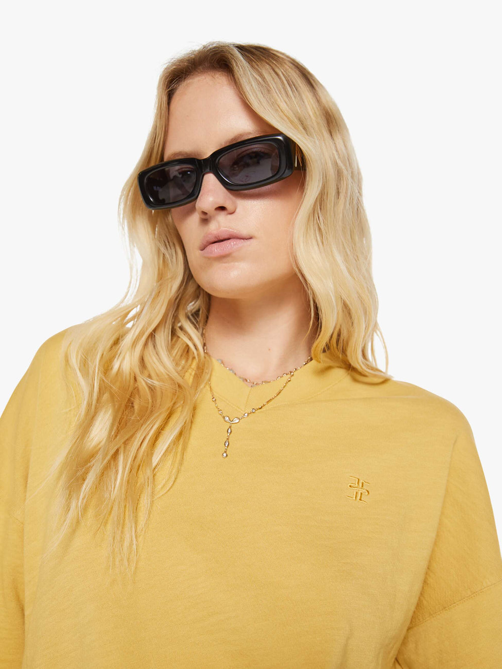 Women Mother Denim Eterne Cropped V-Neck Sweatshirt