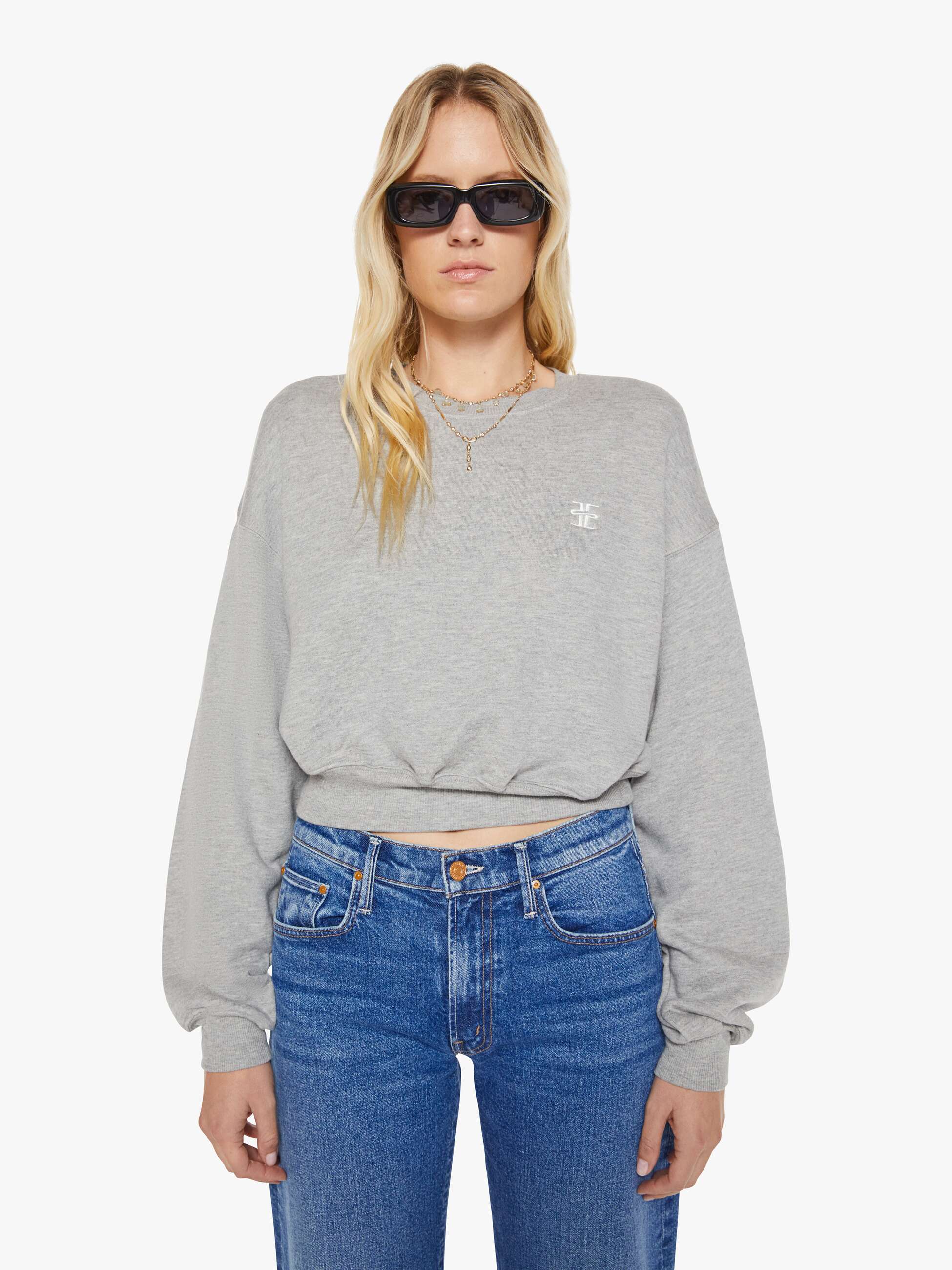 Women Mother Denim Eterne Cropped Crewneck Sweatshirt