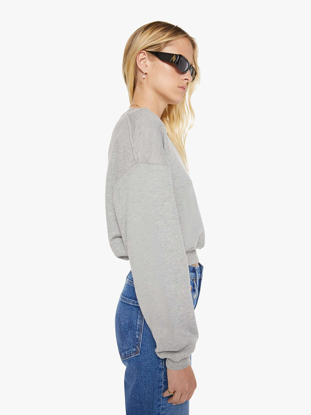 Women Mother Denim Eterne Cropped Crewneck Sweatshirt