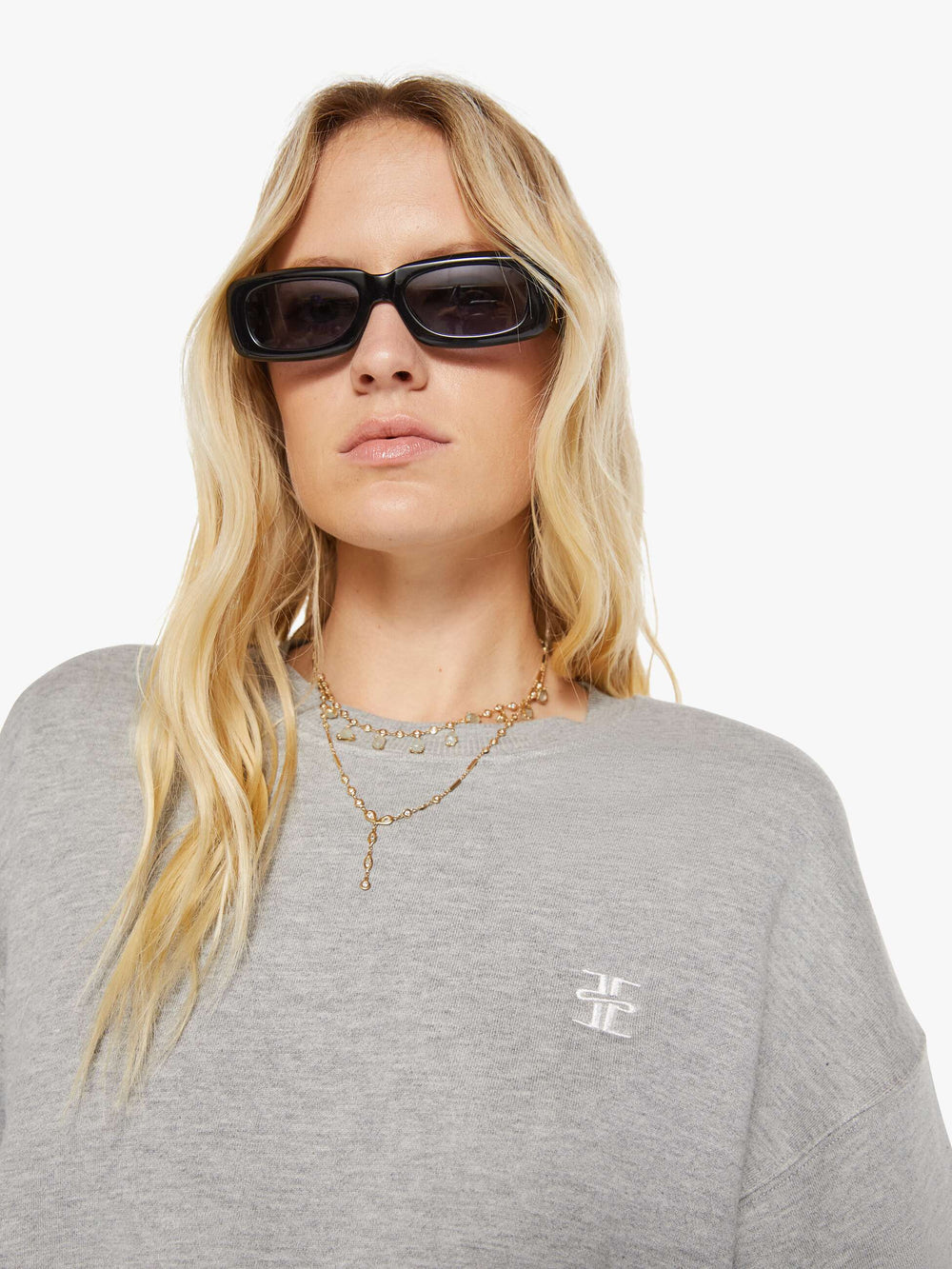 Women Mother Denim Eterne Cropped Crewneck Sweatshirt