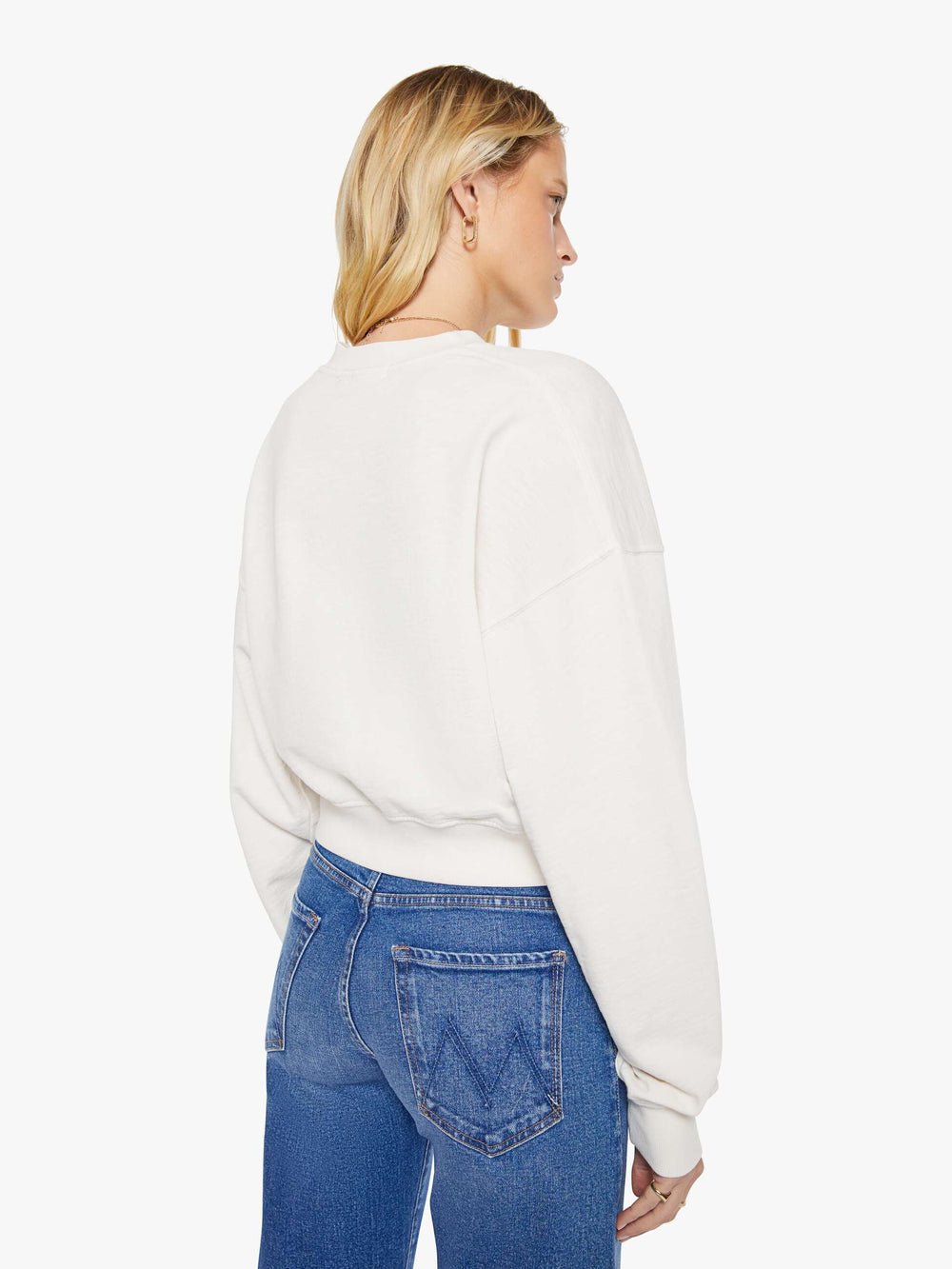 Women Mother Denim Eterne Cropped V-Neck Sweatshirt